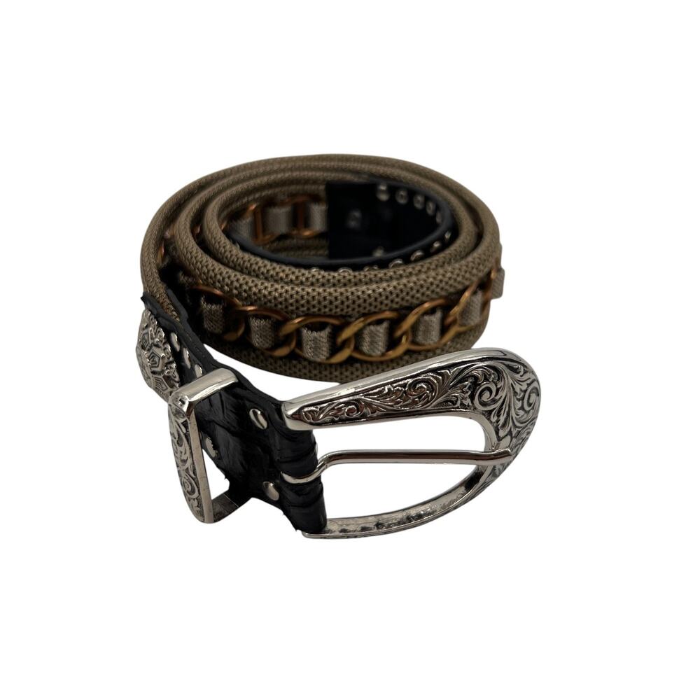 Vintage NANNI Belt Womens 90/36 Braided Metal Mesh Brass Chain Link Made Italy